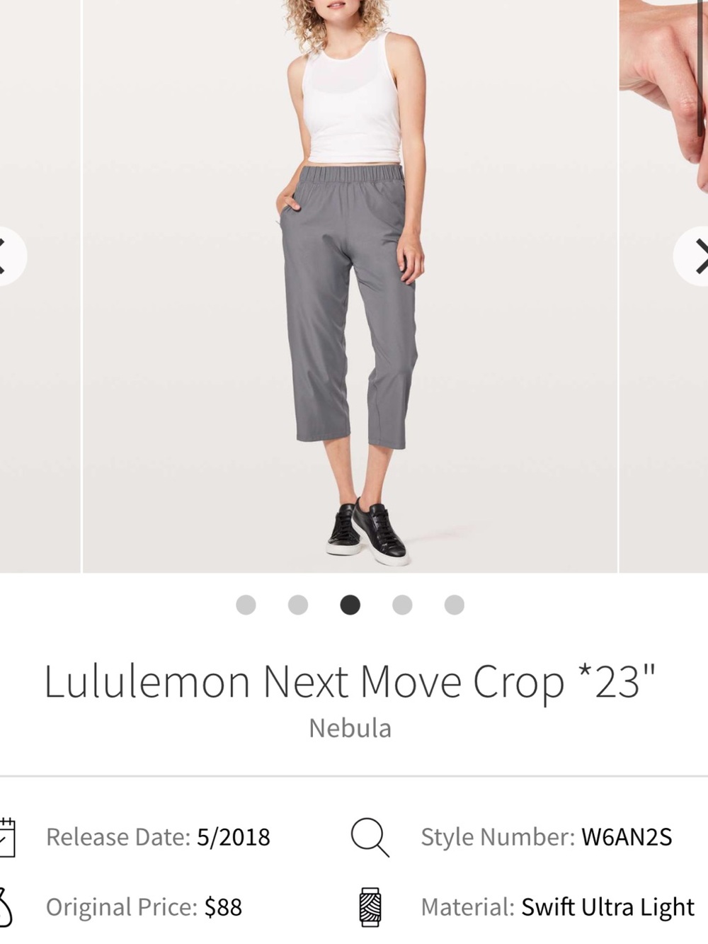 lululemon athletica Next Move Crop Pants — Nebula Gray